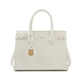 Elegante borsa tote bianco crema con dettagli dorati e tracolla rimovibile - Bianco Sporco