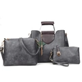 Conjunto de 3 bolsos retro grises con bolso grande, bandolera y cartera de mano - Gris