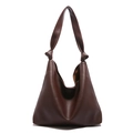 Grande borsa tote in pelle marrone scuro con dettaglio a nodo e stile morbido - Marrone