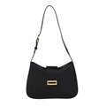 Elegante borsa sottobraccio in pelle nera da donna con fibbia dorata vintage rifinita - Nero