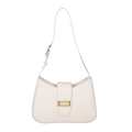 Borsa a tracolla stile croissant in pelle bianco sporco con fibbia dorata regolabile - Bianco
