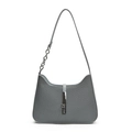 Sac hobo gris minimaliste avec texture tissée et détail de bandoulière en chaîne argentée - Bleu