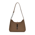 Sac sous le bras marron tressé avec boucle argentée et bandoulière de style vintage - Marron