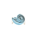 Shell-shaped acrylic clutch bag in light blue metallic finish with gold chain strap - Light Blue