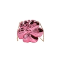 Mini metallic pink flower bag with golden chain strap for women in a trendy niche design - Fuschia