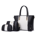 Set de 4 bolsos minimalistas en blanco y negro con bolso tote y bandolera elegante - Negro & Blanco