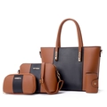Set de 4 bolsos tote vintage con bandolera y cartera de mano en PU marrón y negro - Calicó