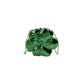 Glossy emerald green flower shaped mini chain bag with metallic finish for women - Green