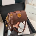 Retro brown doctor bag with gold metal clasp in gift box luxury shoulder bag - Burgundy