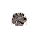 Chic flower shaped acrylic evening clutch bag in metallic gunmetal with gold chain - Bronze