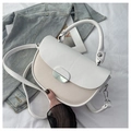 Stylish white patchwork saddle bag with metal buckle and leather shoulder strap - White