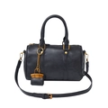 Classic black Boston handbag in matte leather with gold chain and mini coin purse charm - Black