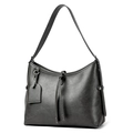 Bolso de hombro gris oscuro minimalista de piel sintética mate con detalle de cordón - Gris