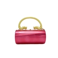 Fuchsia metallic cylinder evening bag with gold dragon-shaped top handle design - Rose Red