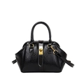 Sac à main élégant noir à motif crocodile avec fermoir doré et bandoulière amovible - Noir