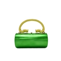 Metallic green acrylic evening bag with exquisite golden dragon-shaped handle grip - Green