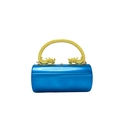 Cylindrical electric blue metallic evening bag with gold dragon-shaped handle and chain - Blue