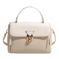 Borsa sottobraccio bianco crema con trama in tela e fibbia triangolare in metallo oro - Bianco