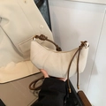 Chic off-white suede dumpling bag with crescent shape and brown knotted rope handle - Without Pendant / Khaki