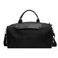 Black large travel handbag in high-density fabric with leather trim and wide shoulder strap - Black