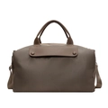 Large capacity travel handbag in dark brown nylon with durable leather accents - Khaki
