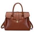 Sac fourre-tout vintage en cuir marron avec détails dorés et poignées pour femmes - Fauve / Sac Unique