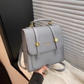 Zaino grigio chic da donna con patta intrecciata e dettagli in metallo dorato eleganti - Blu