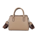 Elegante borsa in pelle color albicocca con trama litchi e tracolla larga marrone - Cachi