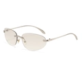 Lunettes de soleil ovales sans monture avec branches argentées et verres marron - Monture Argent Verres Miroir Blanc