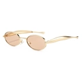 Lunettes de soleil ovales en métal doré avec verres bruns et branches ondulées chic - Monture Dorée Champagne