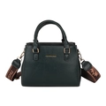 Borsa a mano verde scuro in pelle martellata con finiture dorate e tracolla regolabile - Verde Scuro
