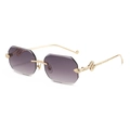 Lunettes de soleil sans monture à facettes avec serpent doré et verres dégradés violets - Monture Dorée Gris Dégradé