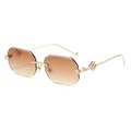 Lunettes de soleil sans monture rétro avec branches serpent dorées et verres bruns - Monture Dorée Thé Dégradé