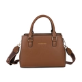 Borsa tote minimalista marrone scuro con manici e tracolla con stampa inclusa - Marrone