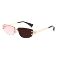 Frameless fashion sunglasses with asymmetrical pink and wine red lenses and gold frames - Gold Frame Gradient Pink Photochromic Grey