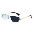 Frameless irregular rimless sunglasses with blue gradient lenses and gold metal temples - Gold Frame Gradient Blue to Grey