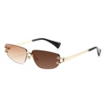Frameless rimless sunglasses with brown gradient lenses and gold metal temples - Gold Frame Gradient Tea to Tea