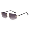 Frameless fashion sunglasses with purple gradient lenses and gold metal hardware - Gold Frame Double Grey
