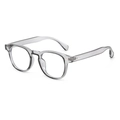 Retro round transparent grey sunglasses with diamond rivets and polarized lenses - Clear Grey Frame Clear Flat Lens