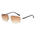 Frameless fashion sunglasses with brown gradient lenses and gold T-shaped metal hinges - Gold Frame Double Tea