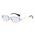 Occhiali da sole senza montatura dorati con lenti sfumate blu e rosa - Montatura Oro Sfumatura da Blu a Rosa