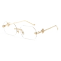 Frameless octagonal sunglasses featuring golden snake-shaped temples and metal design - Gold Frame Clear Lens