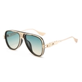 Flieger-Sonnenbrille für Herren mit Gold-Metallrahmen, schwarzem Inlay und Farbverlauf - Goldener Rahmen Grün-Gelbe Gläser