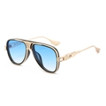Klassische Gold-Metall-Pilotensonnenbrille mit blauem Farbverlauf und Doppelsteg-Design - Goldener Rahmen Blauer Verlauf
