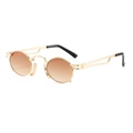 Retro steampunk round sunglasses with gold metal frame and brown gradient lenses - Gold Frame Gradient Tea