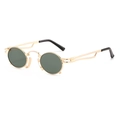Retro steampunk round sunglasses with gold metal frame and dark green lenses for women - Gold Frame Dark Green Lens