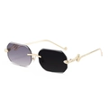 Lunettes de soleil octogonales sans monture avec branches serpent dorées et verres dégradés - Monture Dorée Double Gris Photochromique Gris