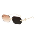 Frameless polygonal gradient sunglasses with unique gold snake-shaped metal temples - Gold Frame Double Tea Photochromic Tea