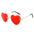 Lunettes de soleil cœur sans monture avec verres dégradés rouges et branches dorées - Monture Dorée Verres Rouges