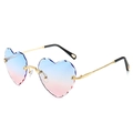 Lunettes de soleil coeur sans monture avec verres dégradés bleu et rose et monture dorée - Monture Dorée Dégradé Bleu vers Rose